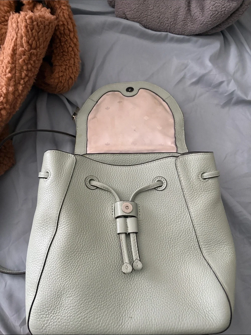 kate spade pebble leather backpack in sage